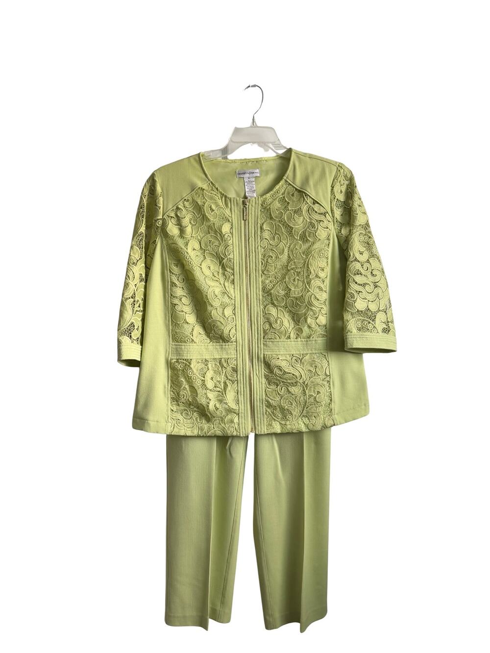 Draper’s & Damon’s Lime Green Lace Pant Suit Women’s XL Jacket & Pants Set